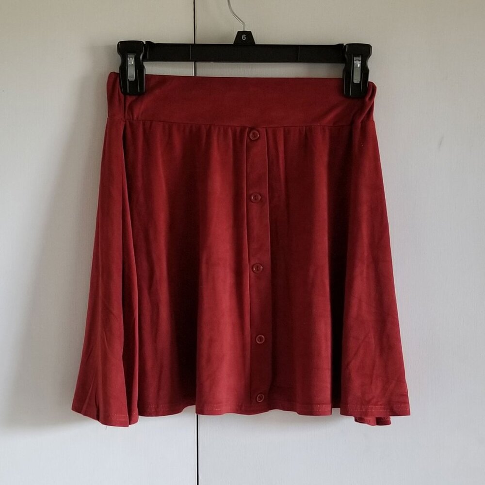 BooHoo Faux Suede Skirt with Button Front